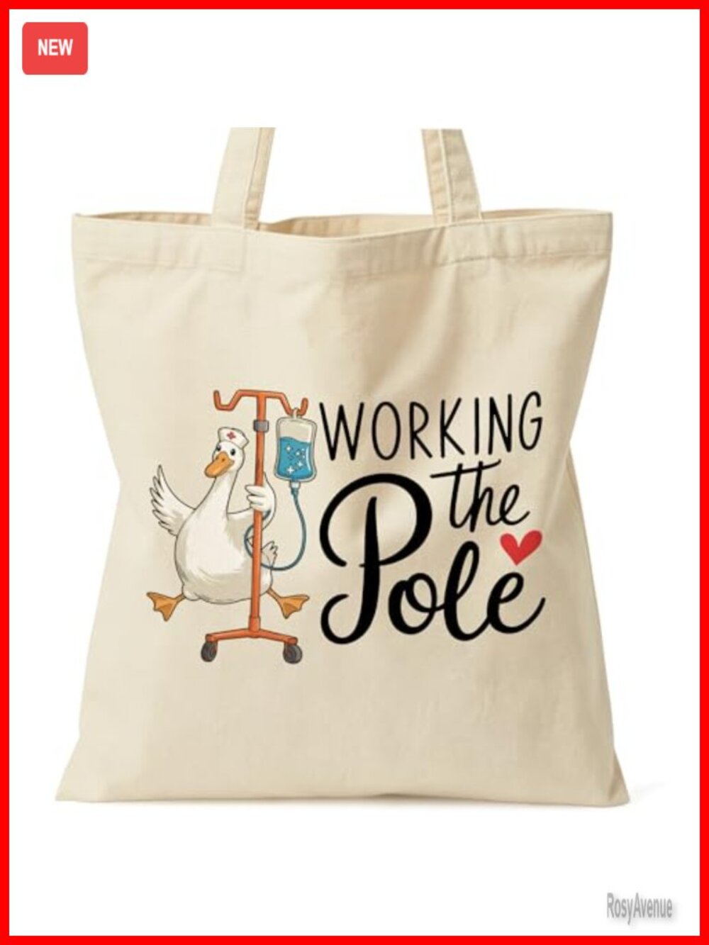 Canvas Tote Bag Nurse Gift Women Shopping Work Travel Inner Pocket